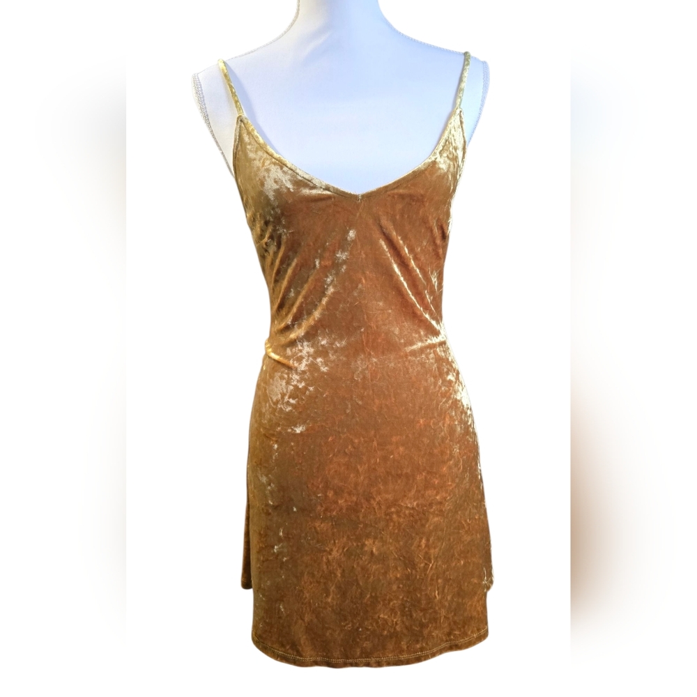 Forever 21 Gold Velvet Dress - Picture 1 of 9